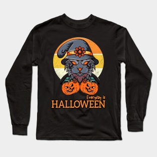 everyday is halloween scary cat Long Sleeve T-Shirt